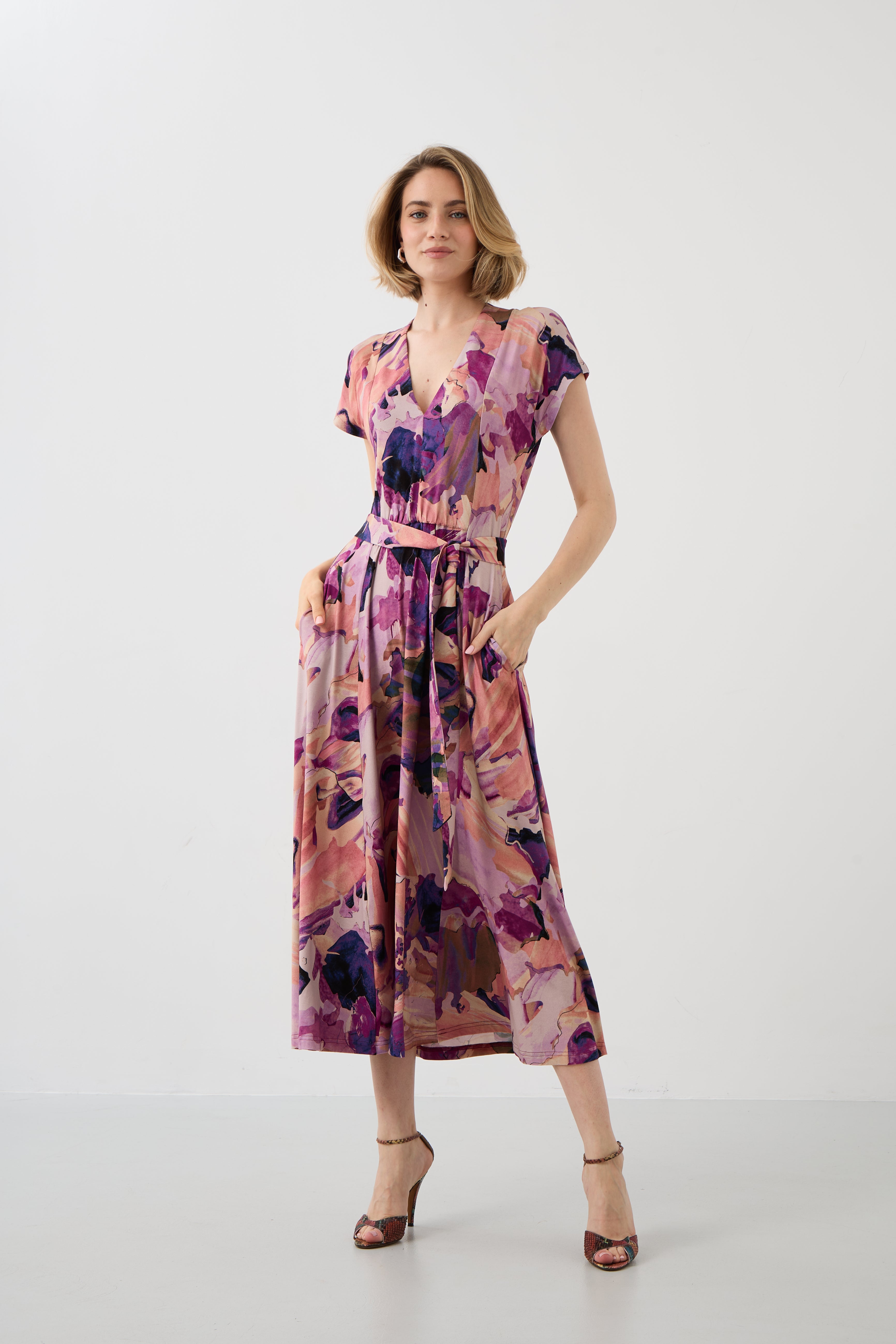 Sukienka TOSKANIA print Dreamworld pink & mauve
