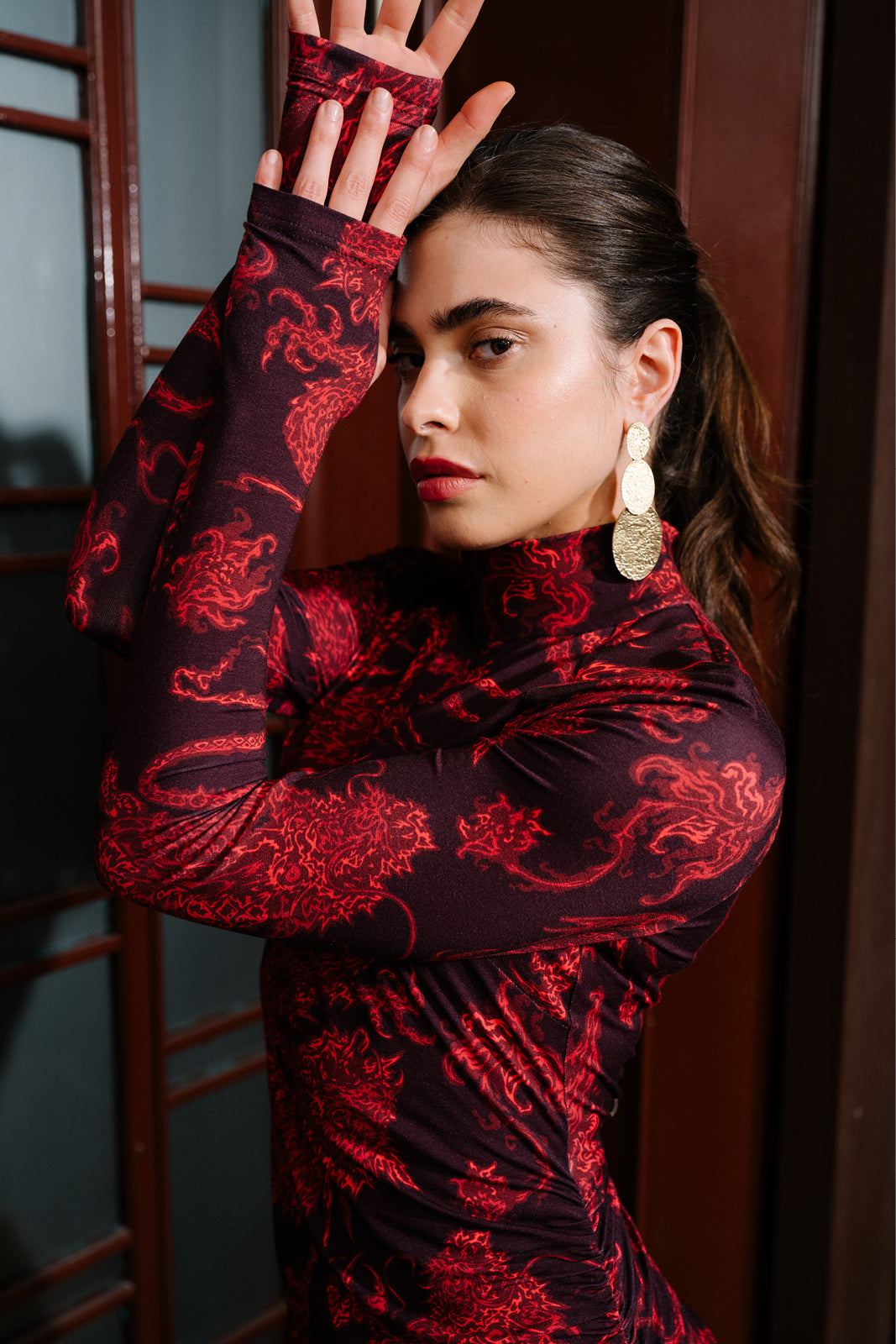 Sukienka UNSTOPPABLE Z GOLFEM print Swanski Studio red