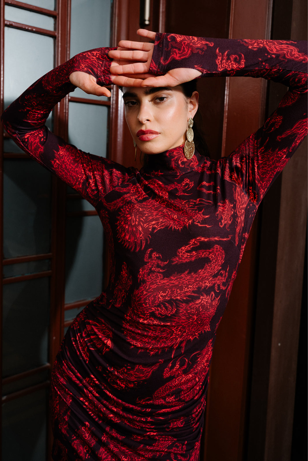 Sukienka UNSTOPPABLE Z GOLFEM print Swanski Studio red