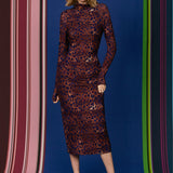 Dress SKINCITY TURTLENECK MAXI burgundy leopard print