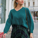 SWETER Z ALPAKI PREMIUM butelkowa zieleń