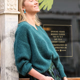 SWETER Z ALPAKI PREMIUM butelkowa zieleń