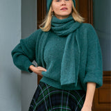 SWETER Z ALPAKI PREMIUM butelkowa zieleń