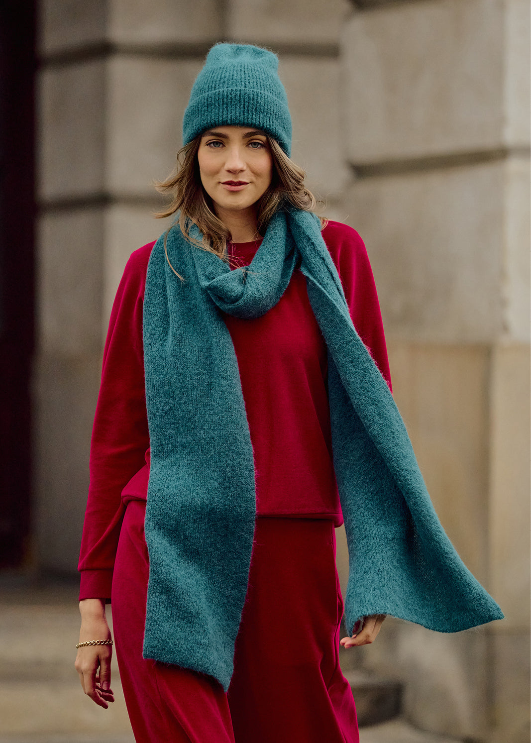 SZALIK Z ALPAKI PREMIUM butelkowa zieleń