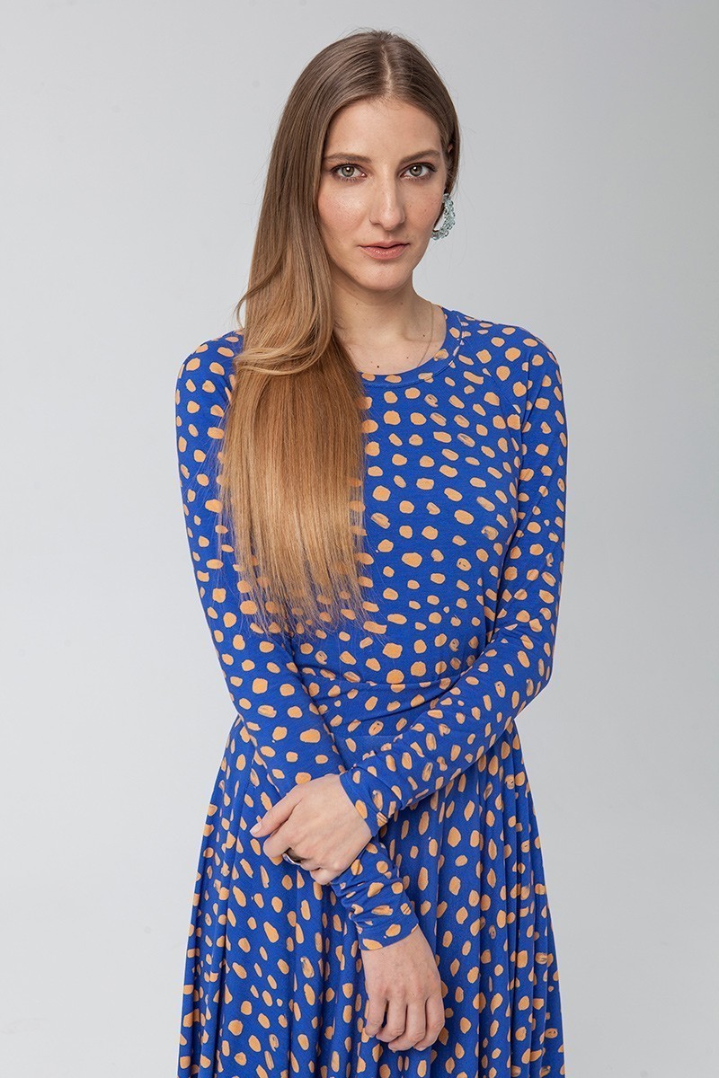 SAWA LONGSLEEVE dots Naples yellow & ultramarine SAWA LONGSLEEVE dots Naples yellow & ultramarine