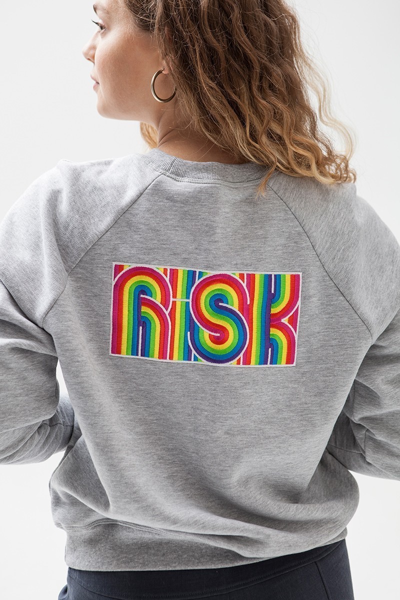 LUCY IN THE SKY melange risk rainbow embroidery