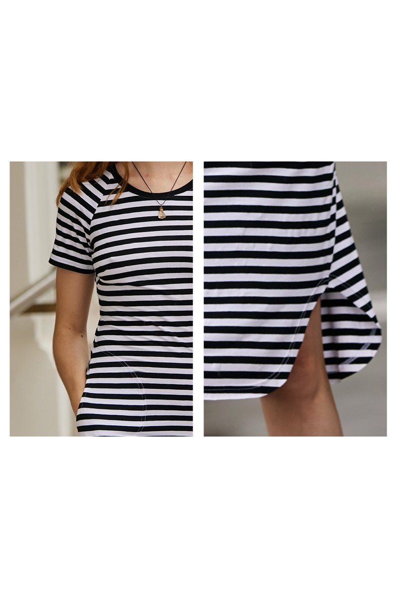 T-SHIRT DRESS black stripes