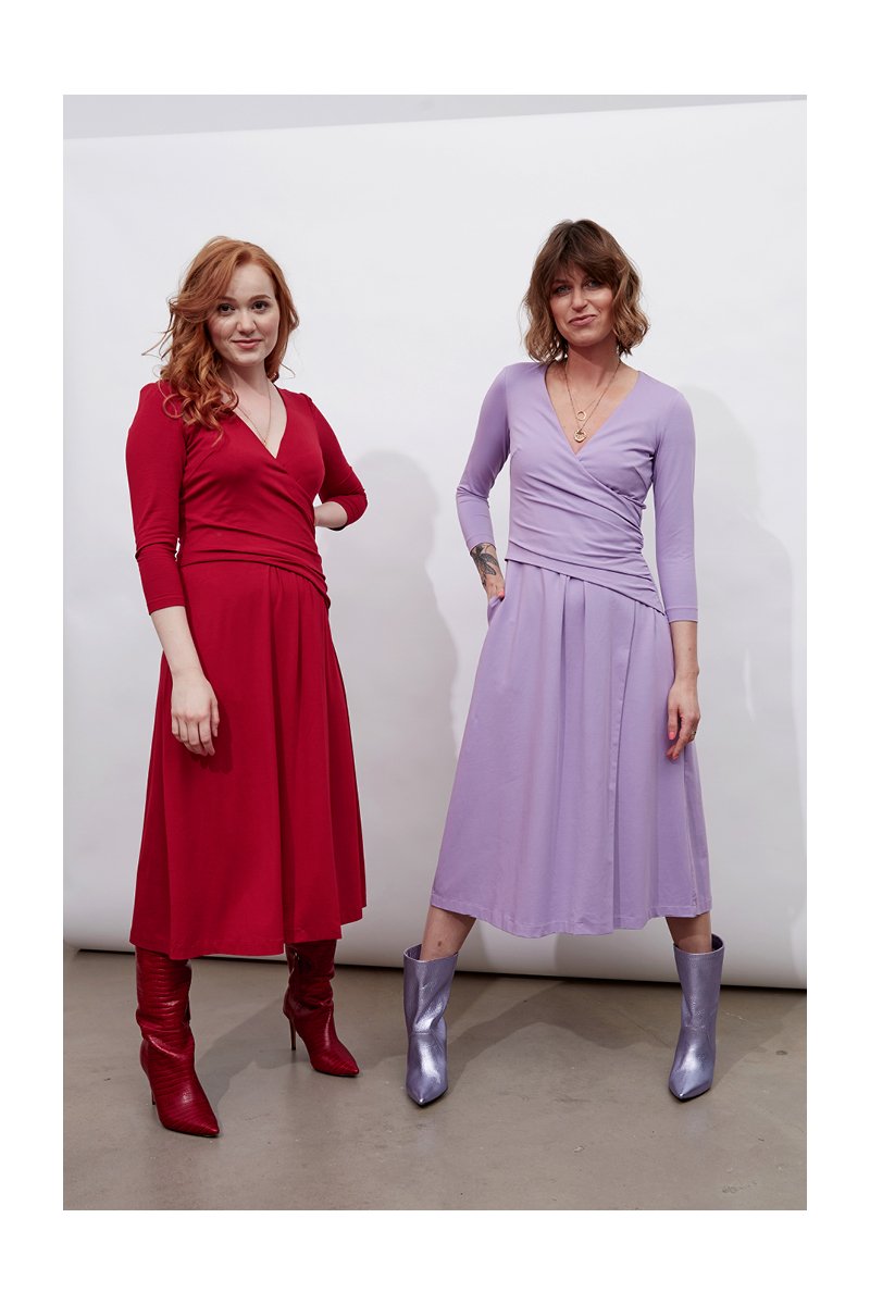 WRAP DRAPED DRESS berry