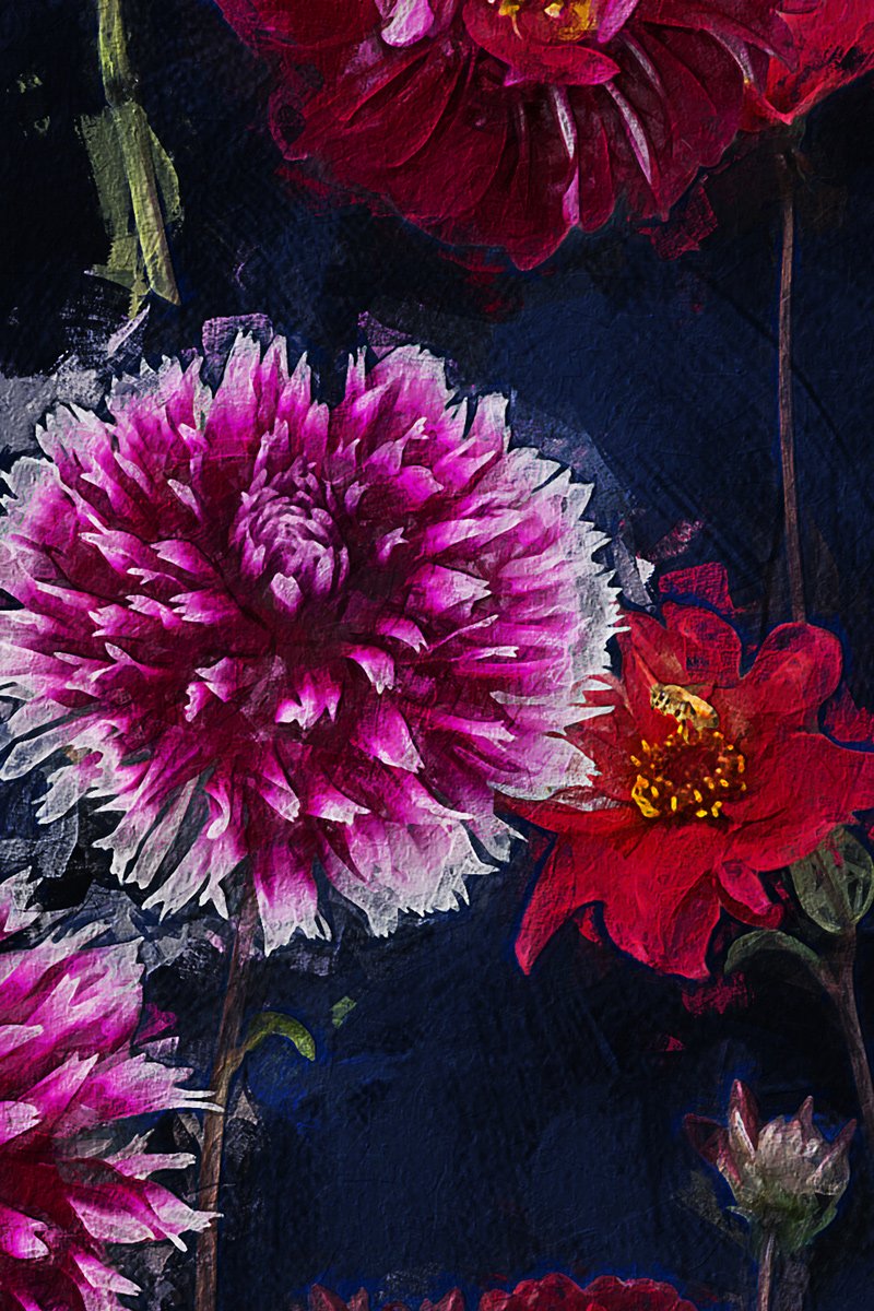 LET'S GOLF dahlias print