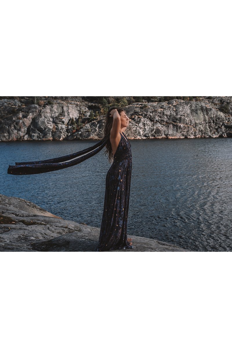 INFINITY DRESS MAXI print wish you luck night blue