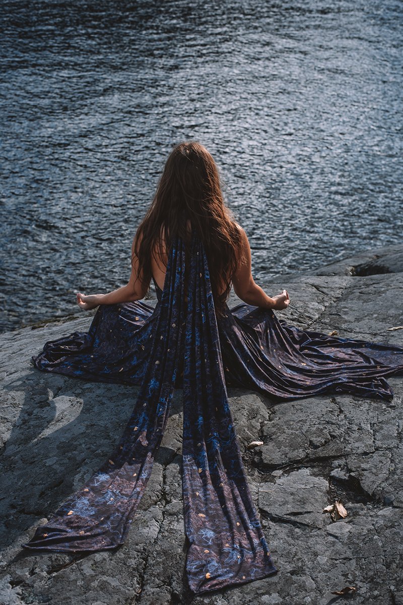 INFINITY DRESS MAXI print wish you luck night blue