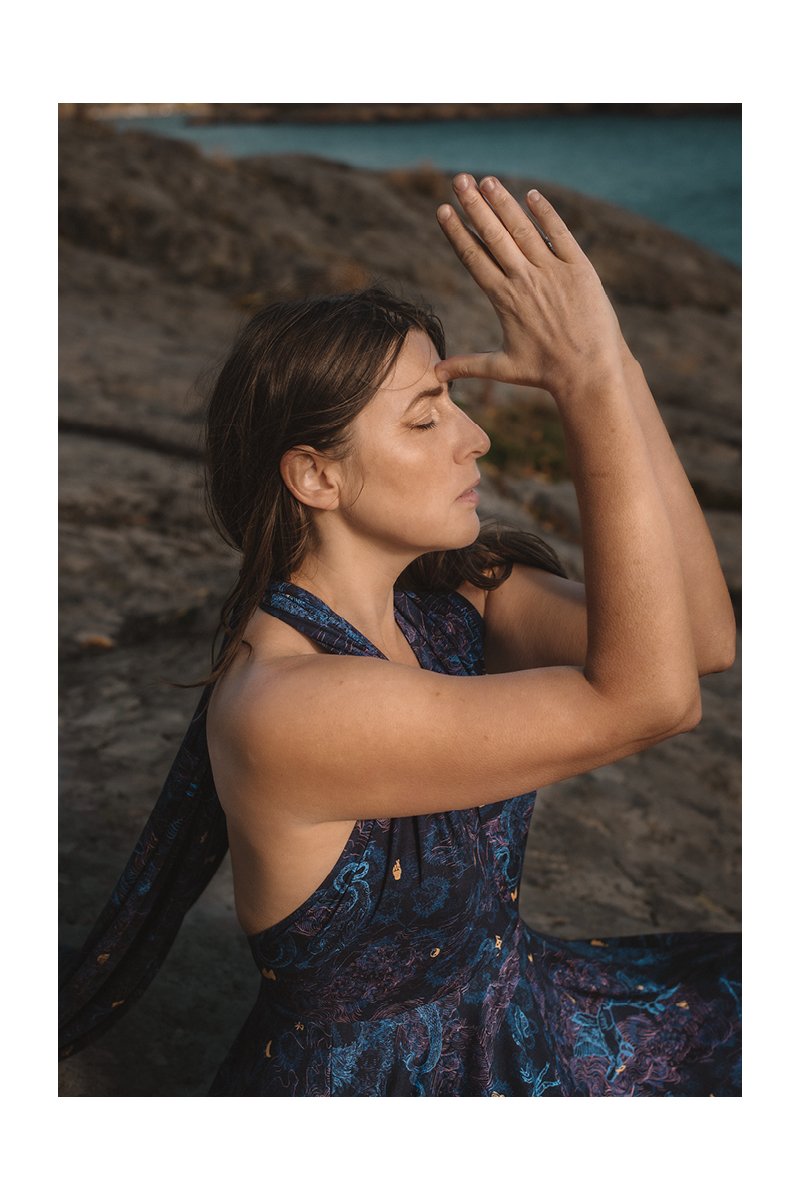 INFINITY DRESS MAXI print wish you luck night blue