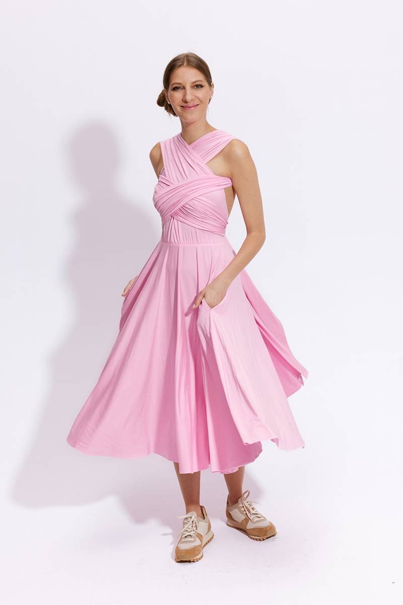 INFINITY DRESS MIDI candy pink midi dress