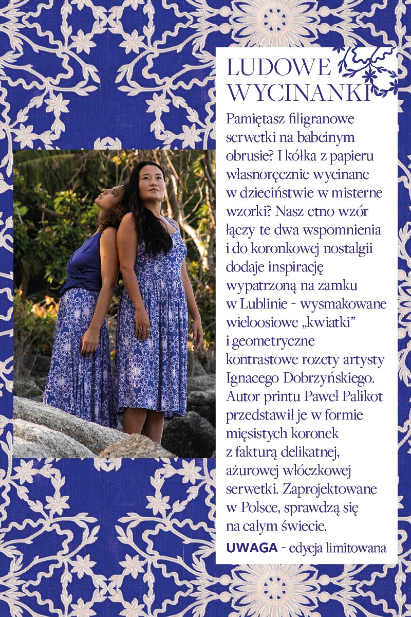 RZYMSKIE WAKACJE print ludowe wycinanki kobalt