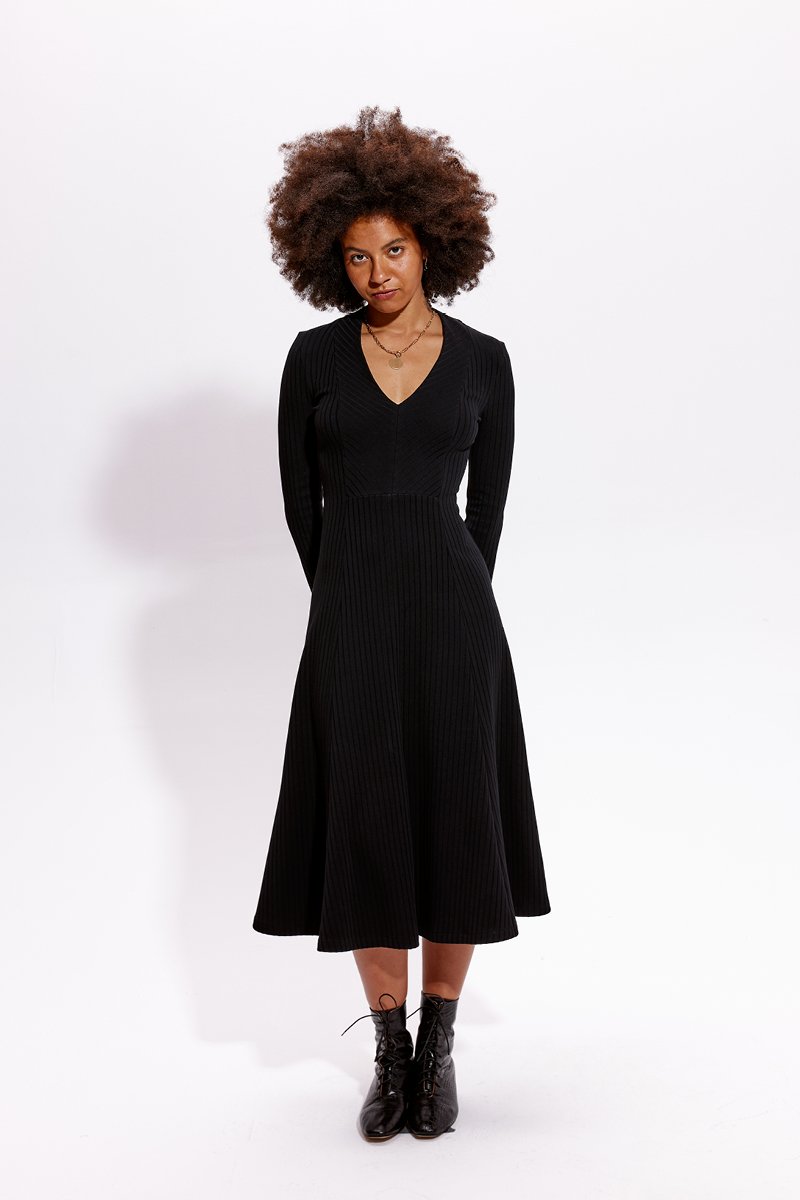 CATHERINE DRESS czarny prążek