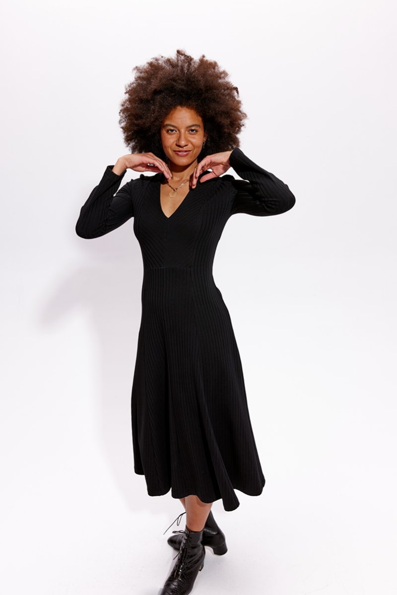 CATHERINE DRESS czarny prążek