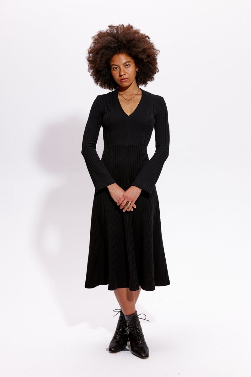 CATHERINE DRESS czarny prążek