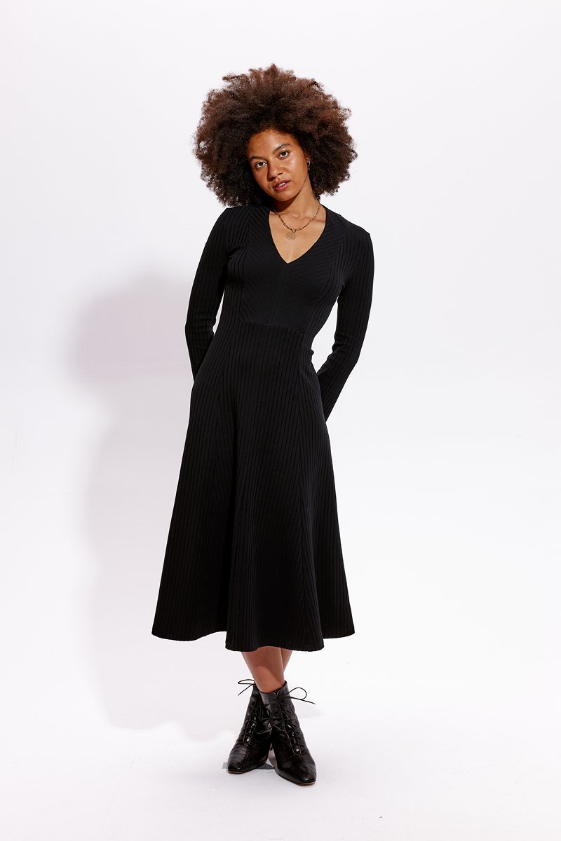 CATHERINE DRESS czarny prążek