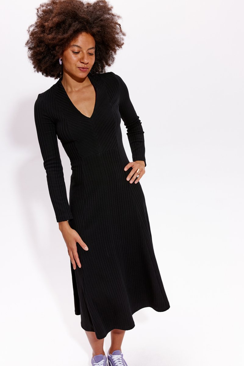 CATHERINE DRESS czarny prążek