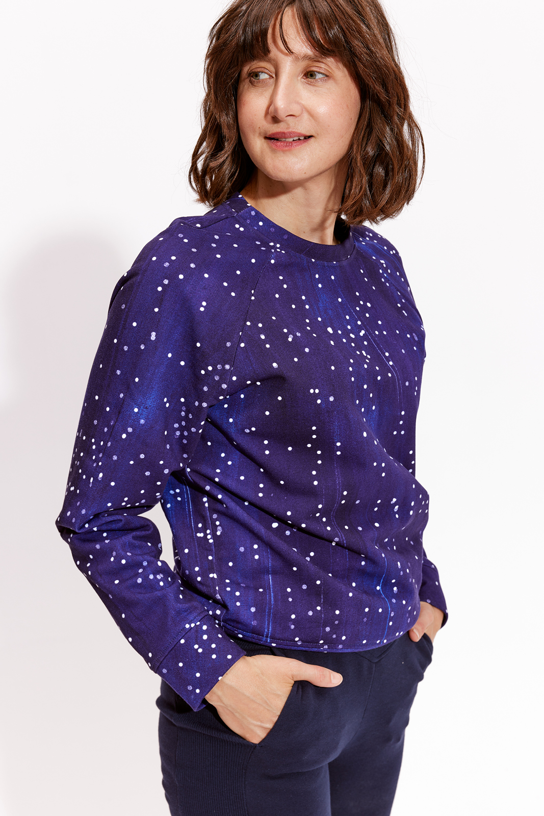 LUCY IN THE SKY snow dots print