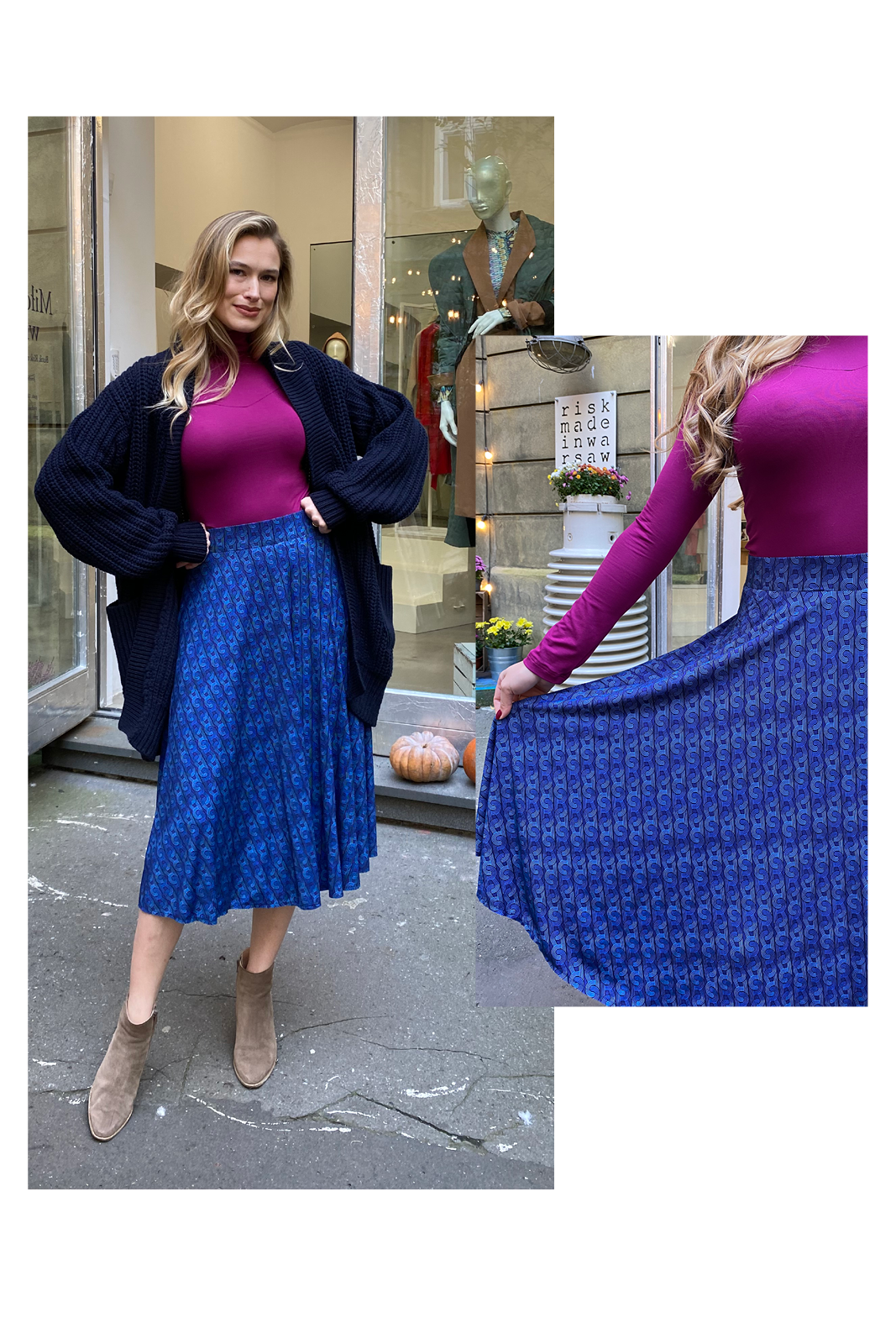 PRIMA BALLERINA R is for RISK blue & navy print