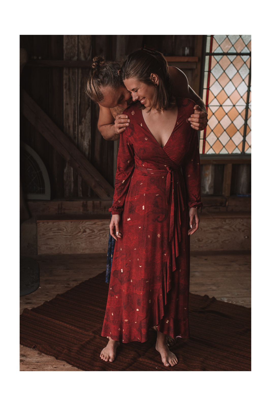 OLIMPIA bordo wish you luck print wrap dress