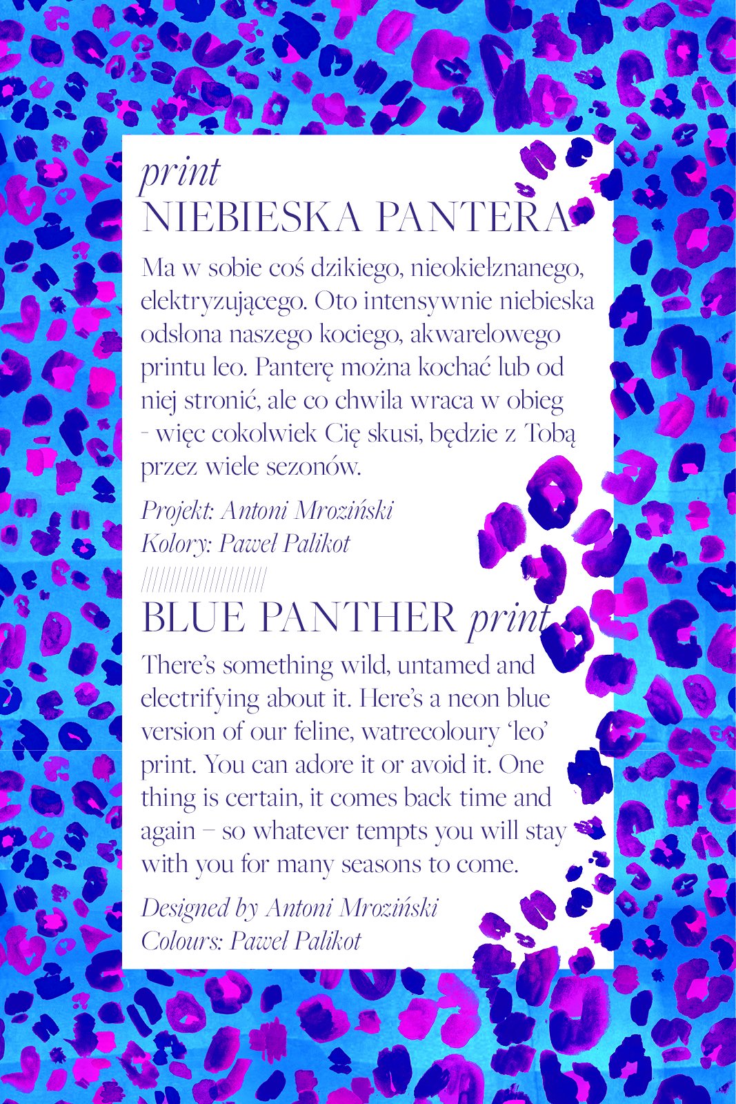PRIMA BALLERINA blue panther print