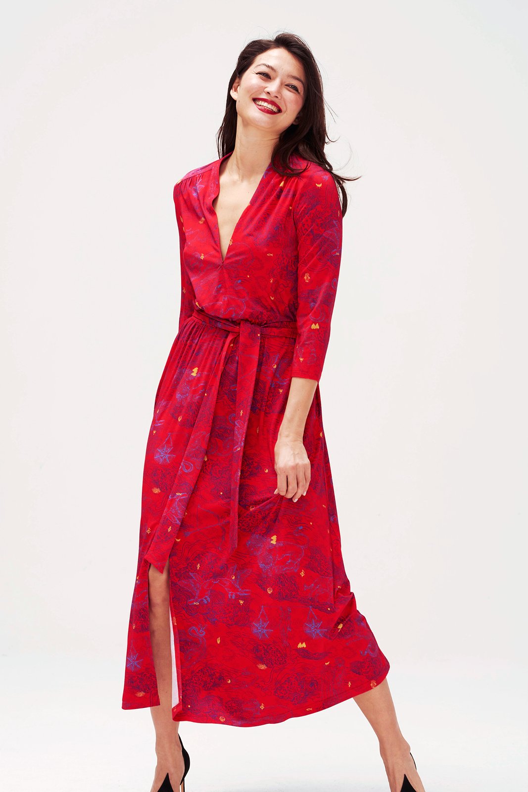 LIBERTY DRESS print wish you luck red