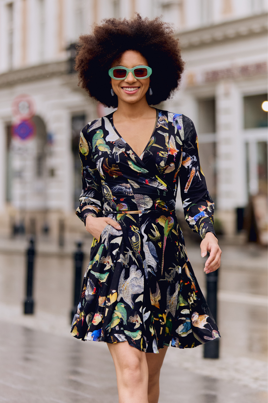 HIPPIE DRESS birds of Warsaw print