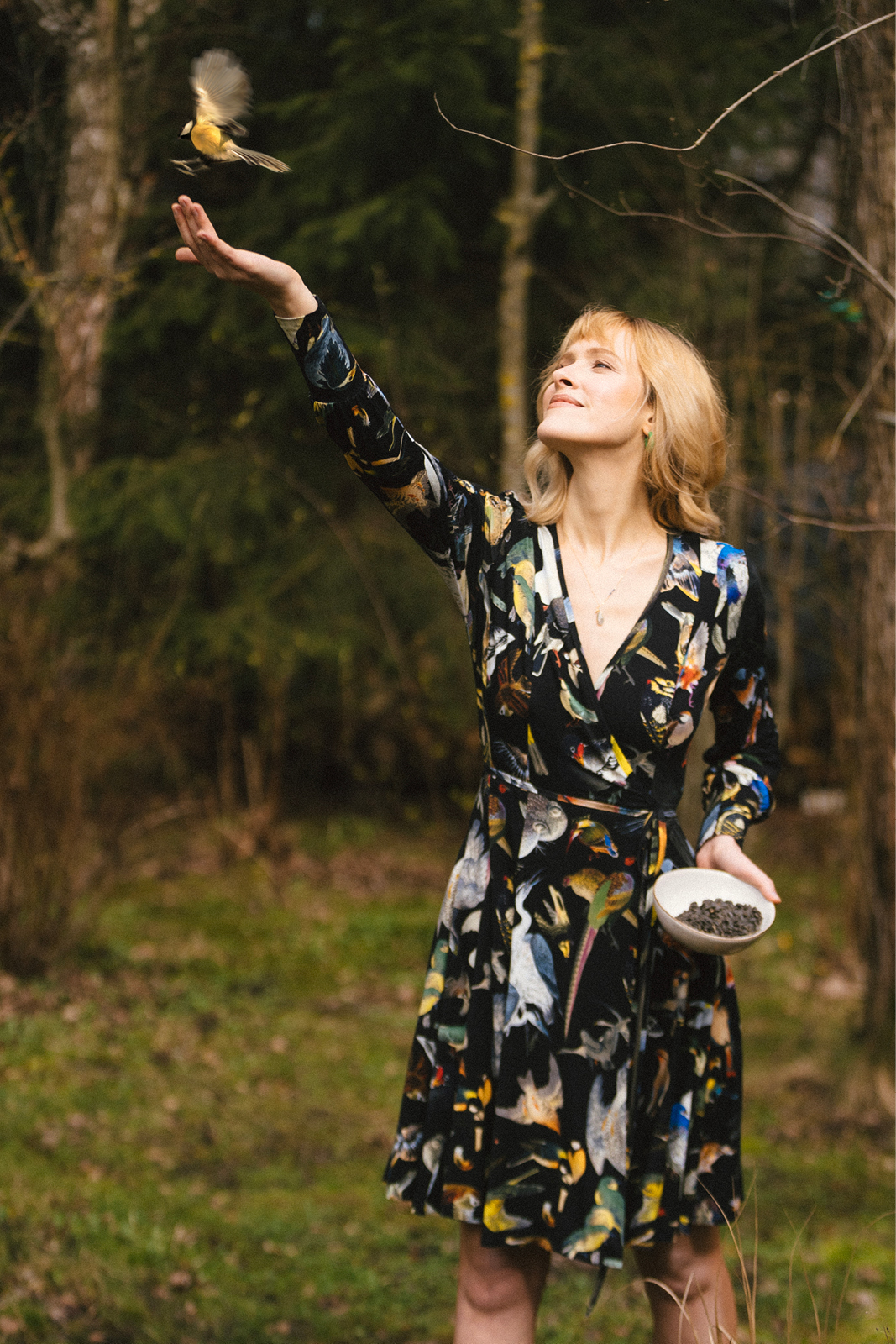 HIPPIE DRESS birds of Warsaw print