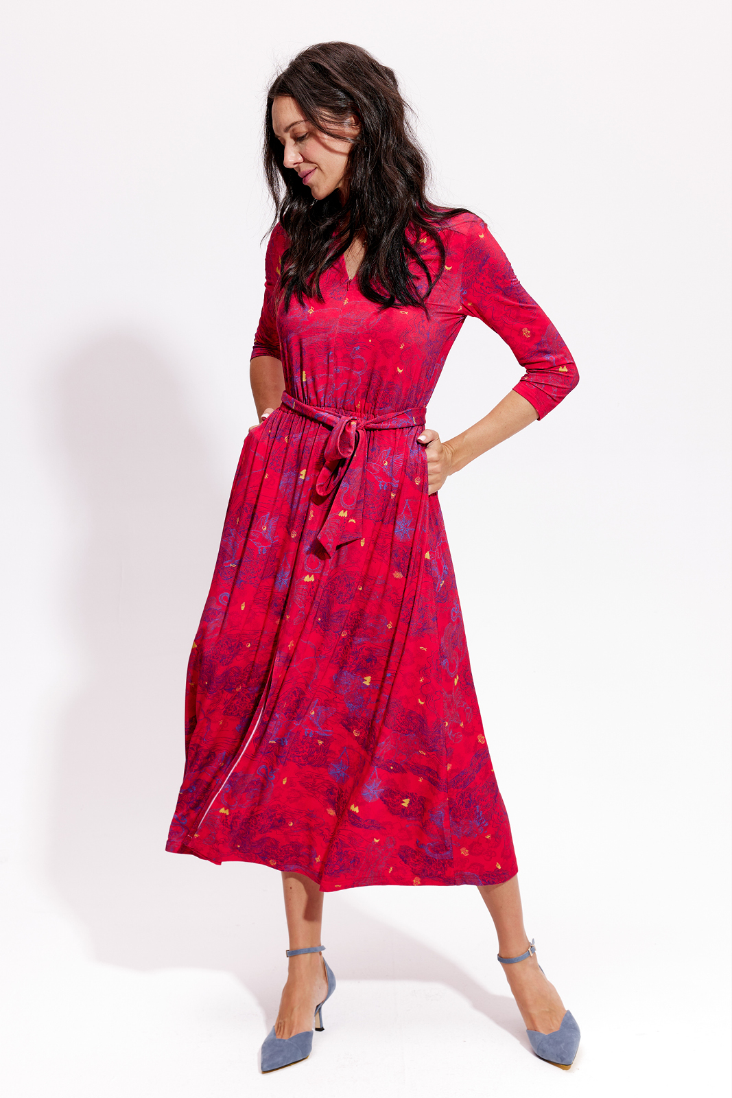 LIBERTY DRESS wish you luck red print