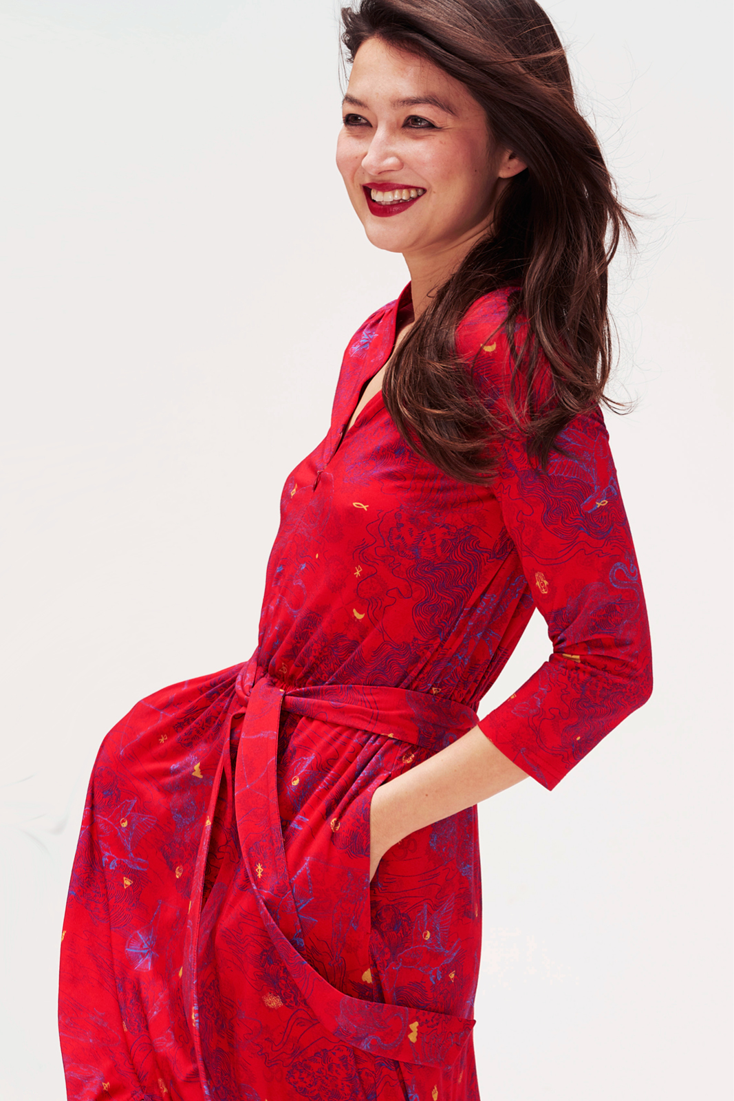 LIBERTY DRESS wish you luck red print