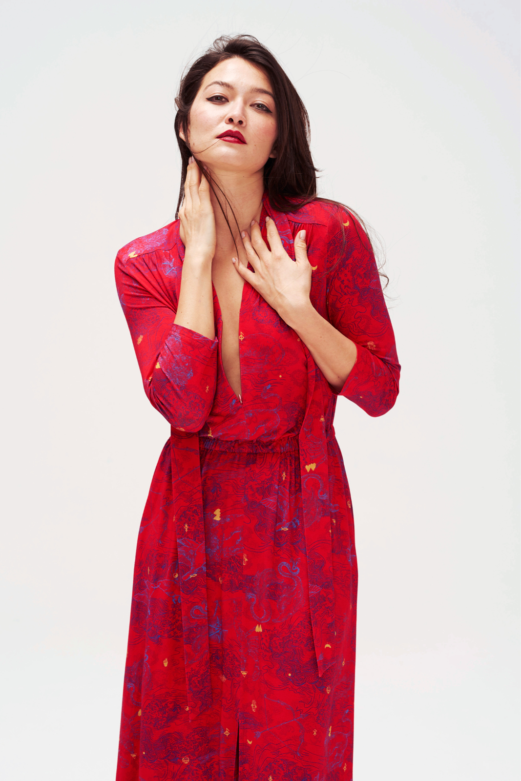 LIBERTY DRESS wish you luck red print