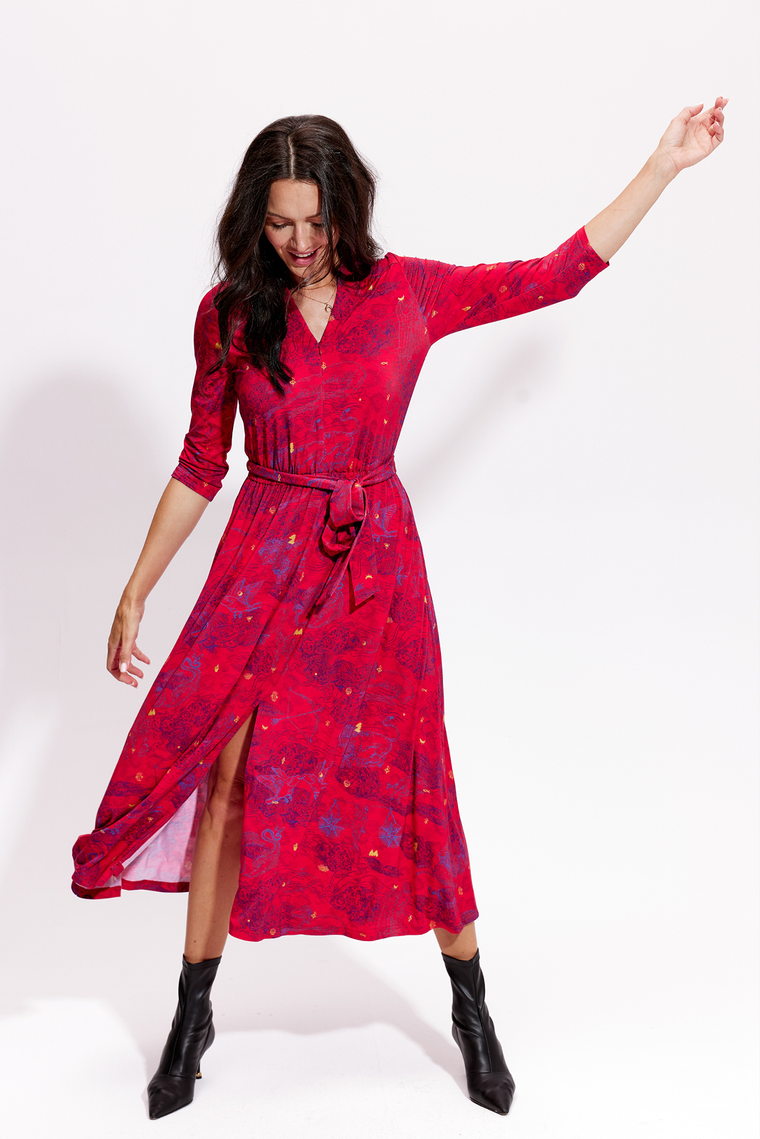 LIBERTY DRESS wish you luck red print