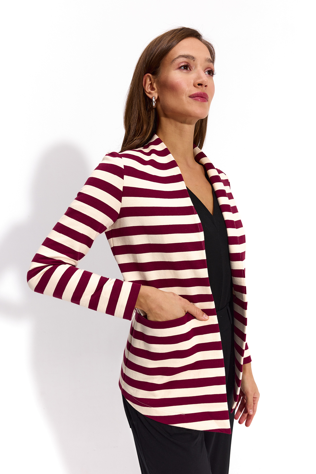 OUT OF OFFICE cream & cherry stripes