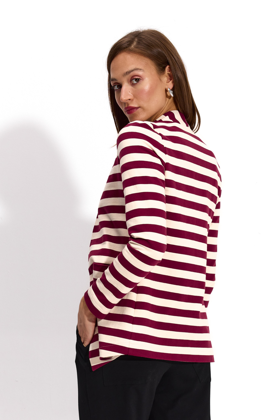 OUT OF OFFICE cream & cherry stripes