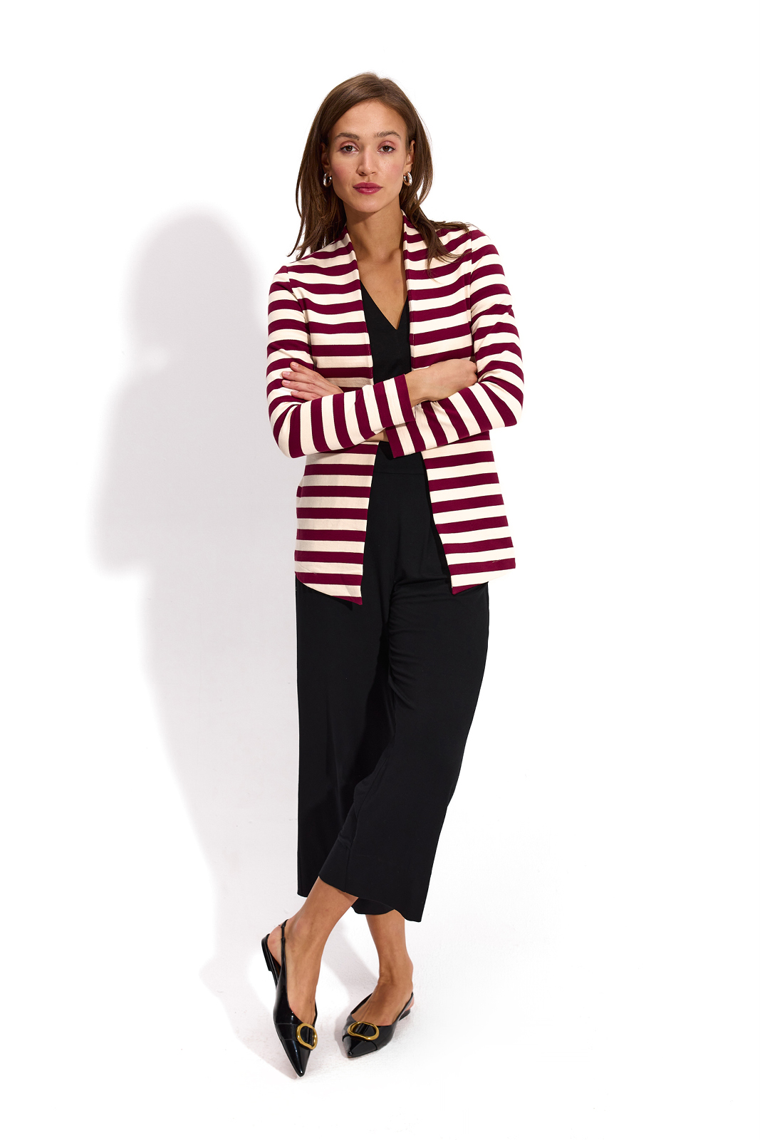 OUT OF OFFICE cream & cherry stripes