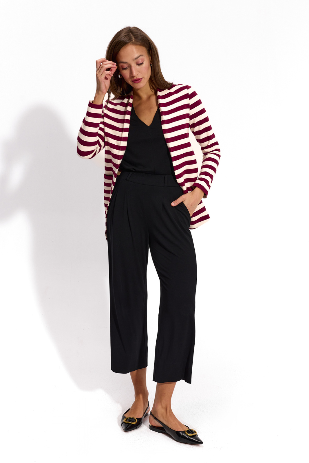 OUT OF OFFICE cream & cherry stripes
