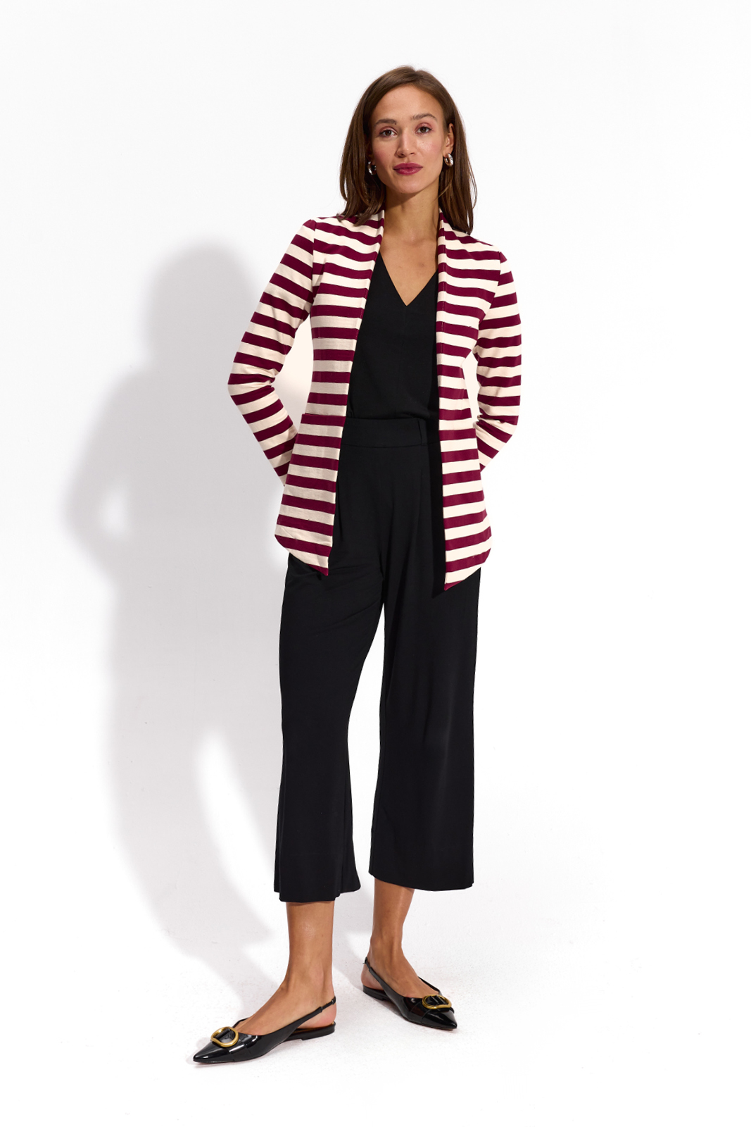 OUT OF OFFICE cream & cherry stripes