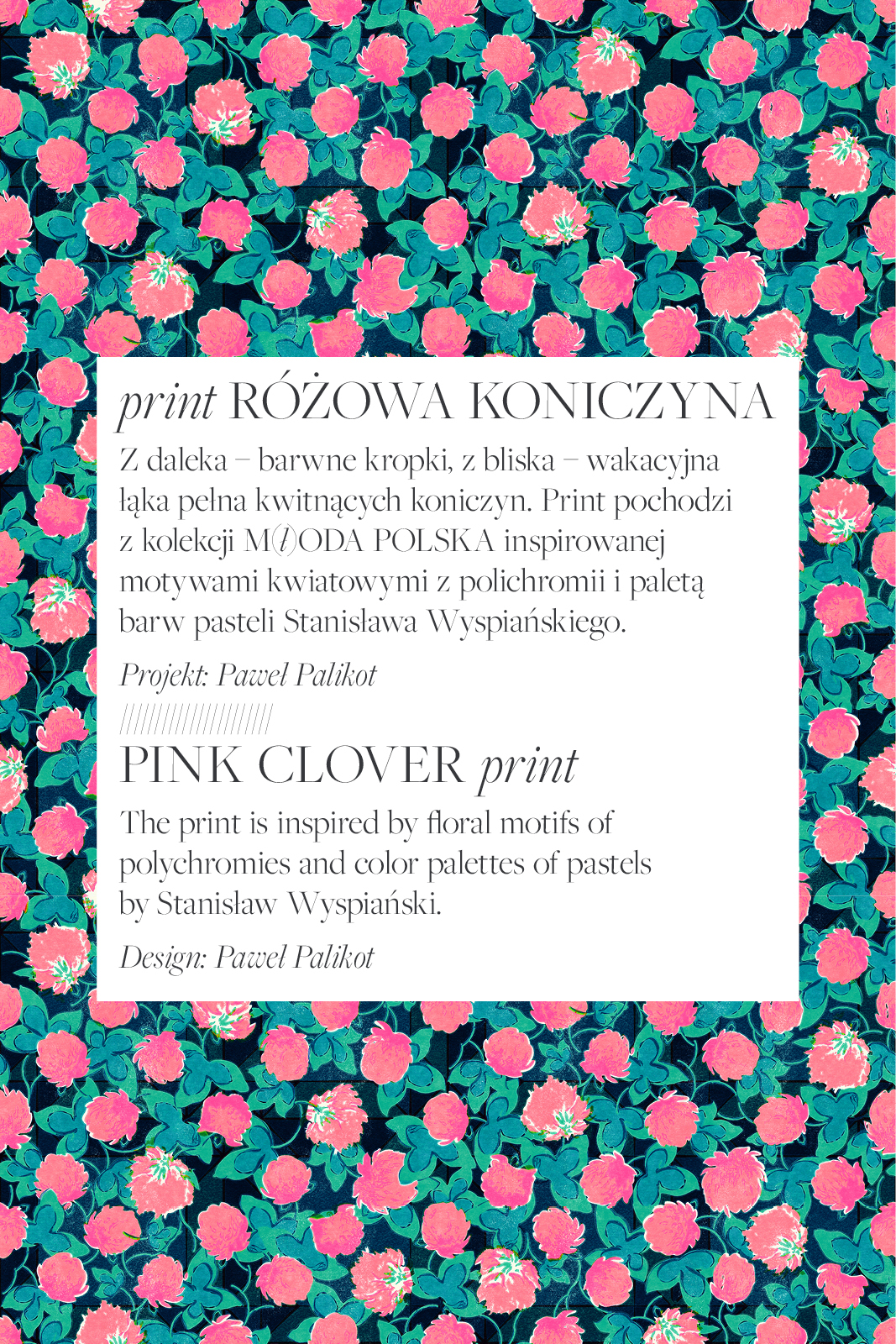 FLORENCJA print różowa koniczyna