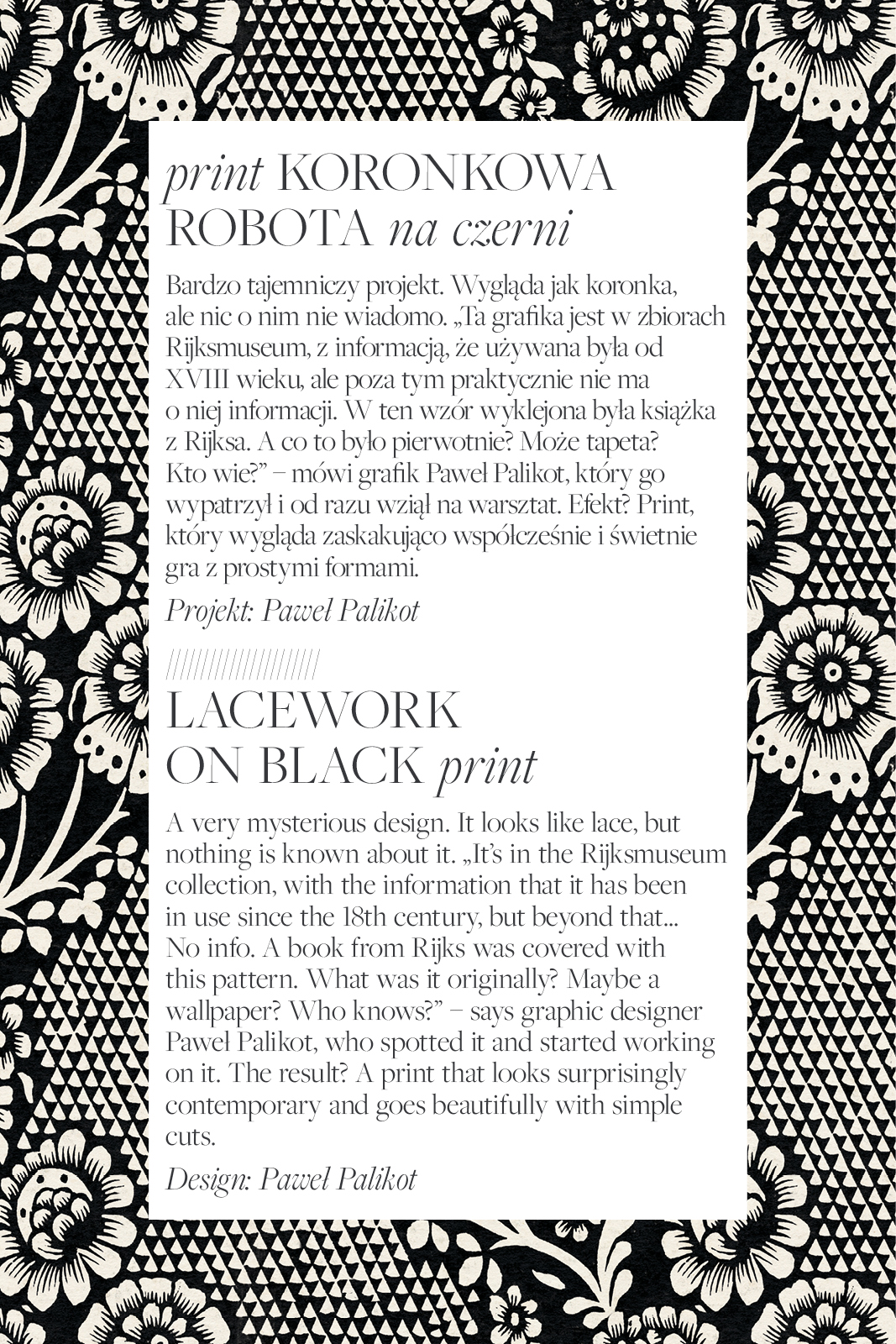 SAWCIA LONGSLEEVE lacework on black print SAWCIA LONGSLEEVE lacework on black print