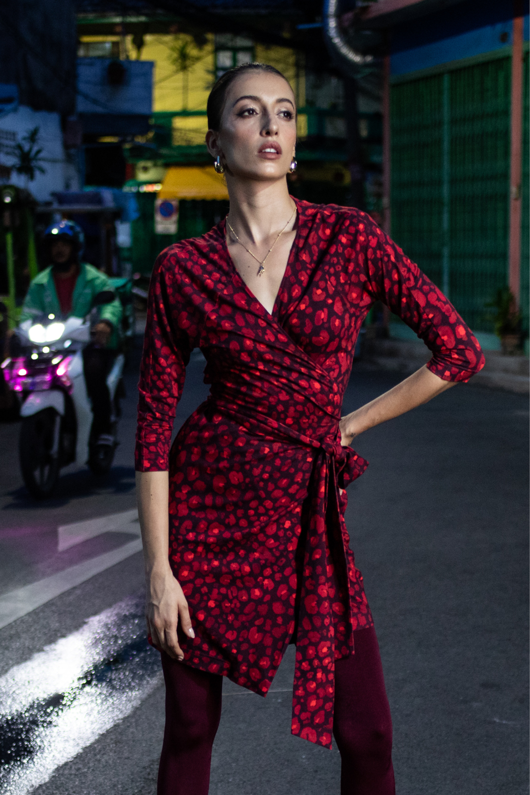 GODDESS ABOVE THE KNEE red panther print GODDESS ABOVE THE KNEE red panther print