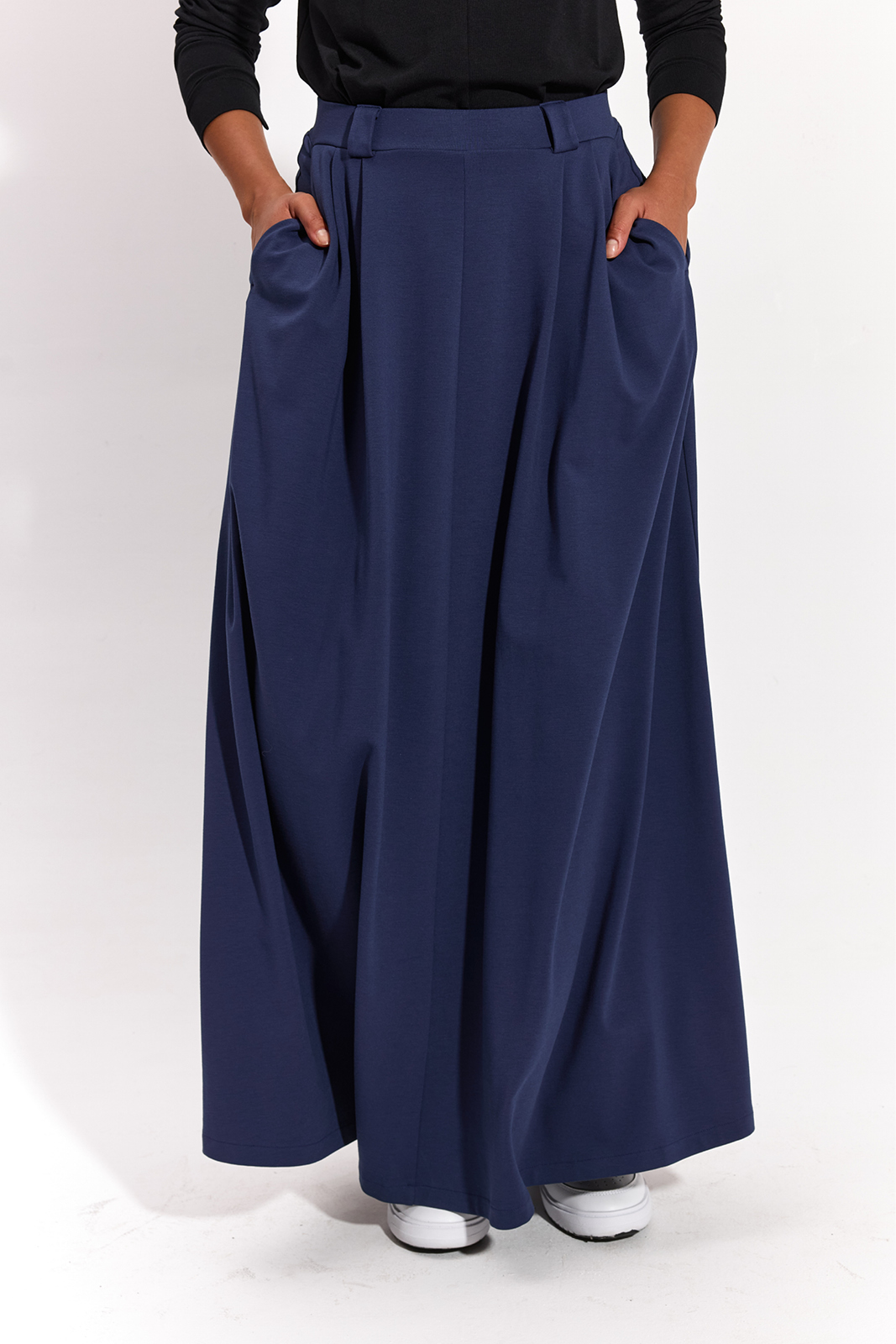 SPÓDNICA GARNITUROWA MAXI nocny granat