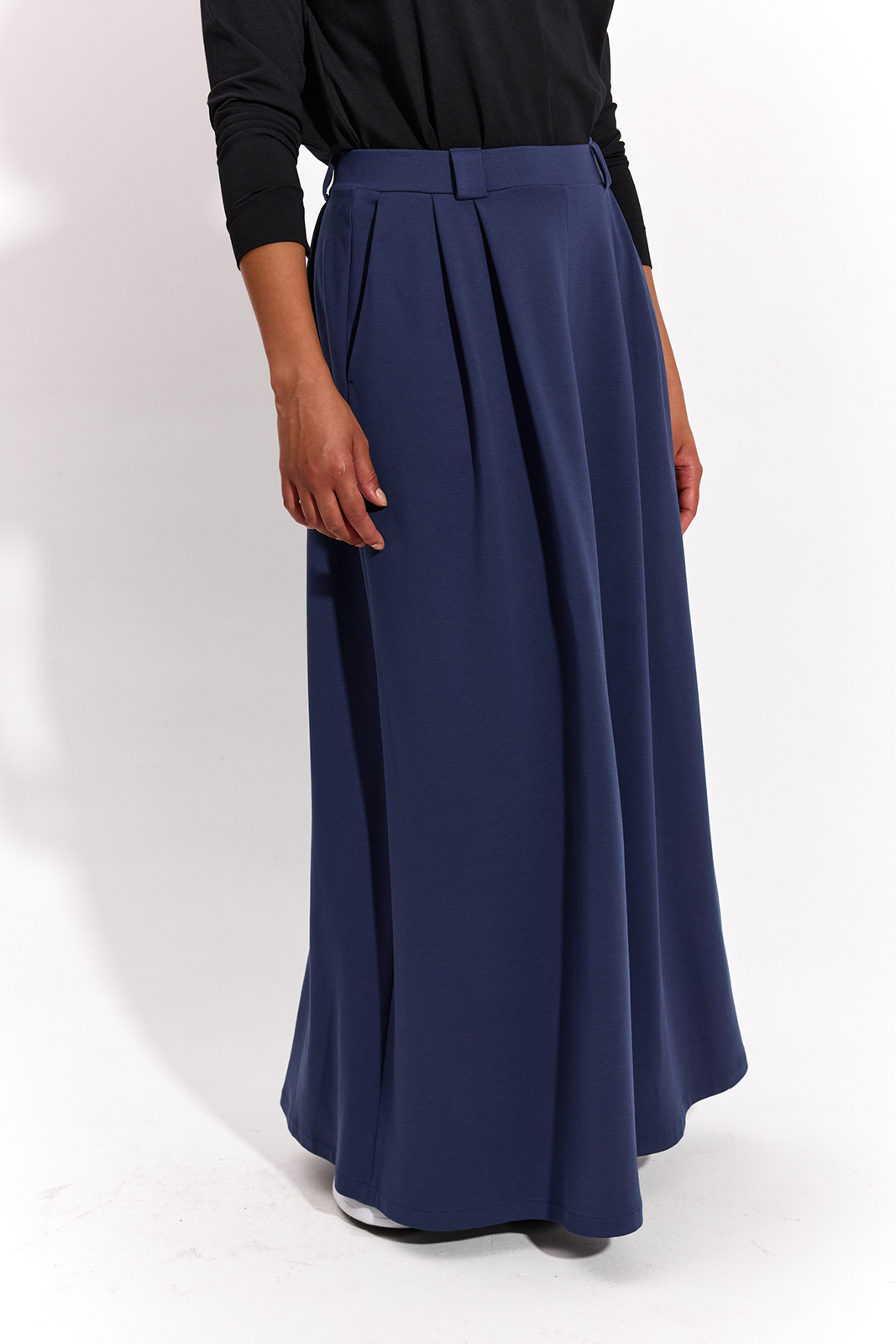 SPÓDNICA GARNITUROWA MAXI nocny granat