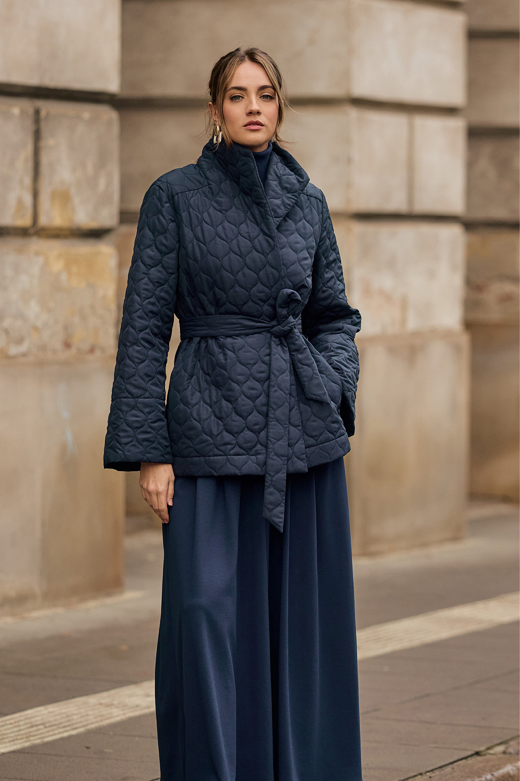 SPÓDNICA GARNITUROWA MAXI nocny granat