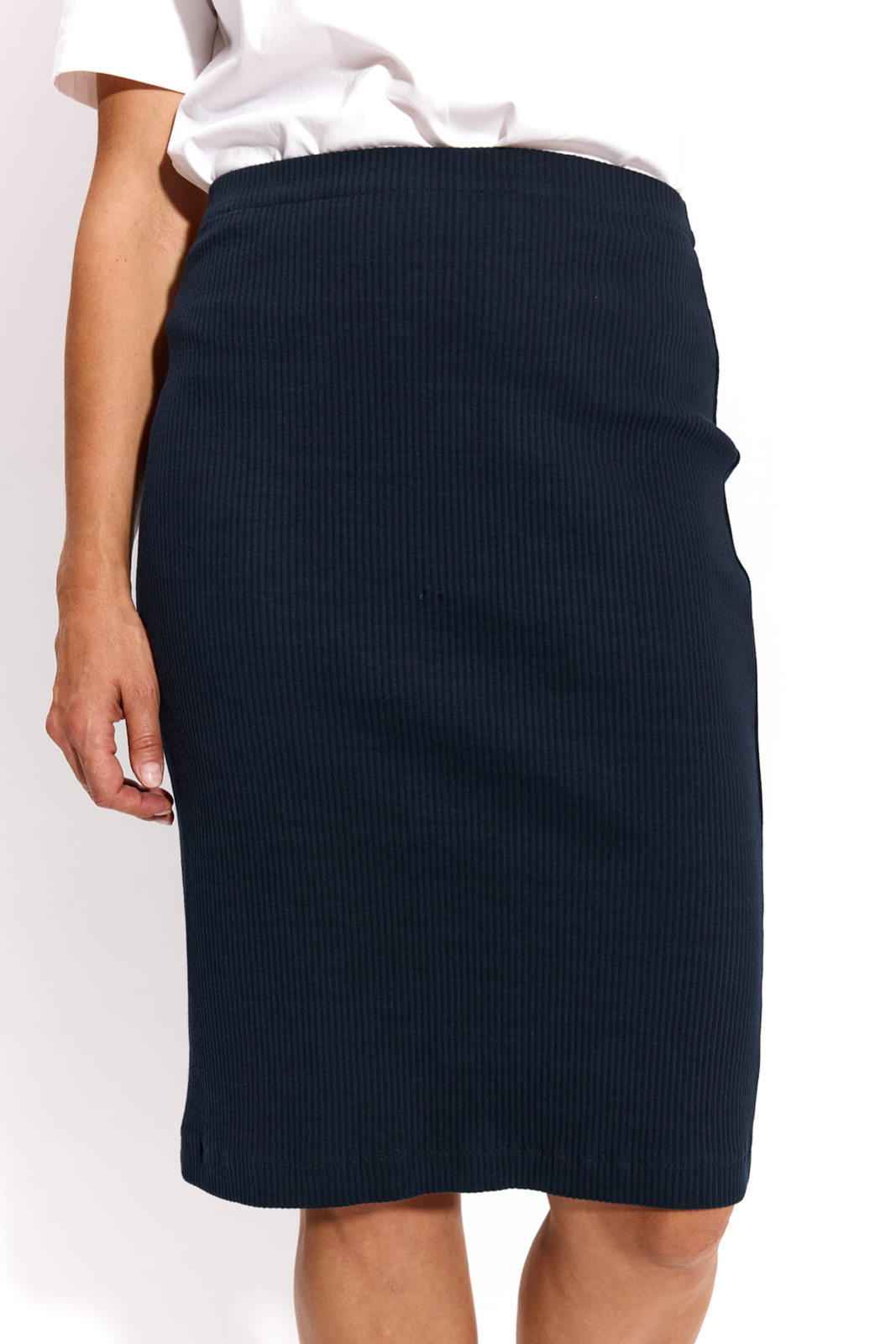 SPÓDNICA TUBA MIDI granatowy prążek