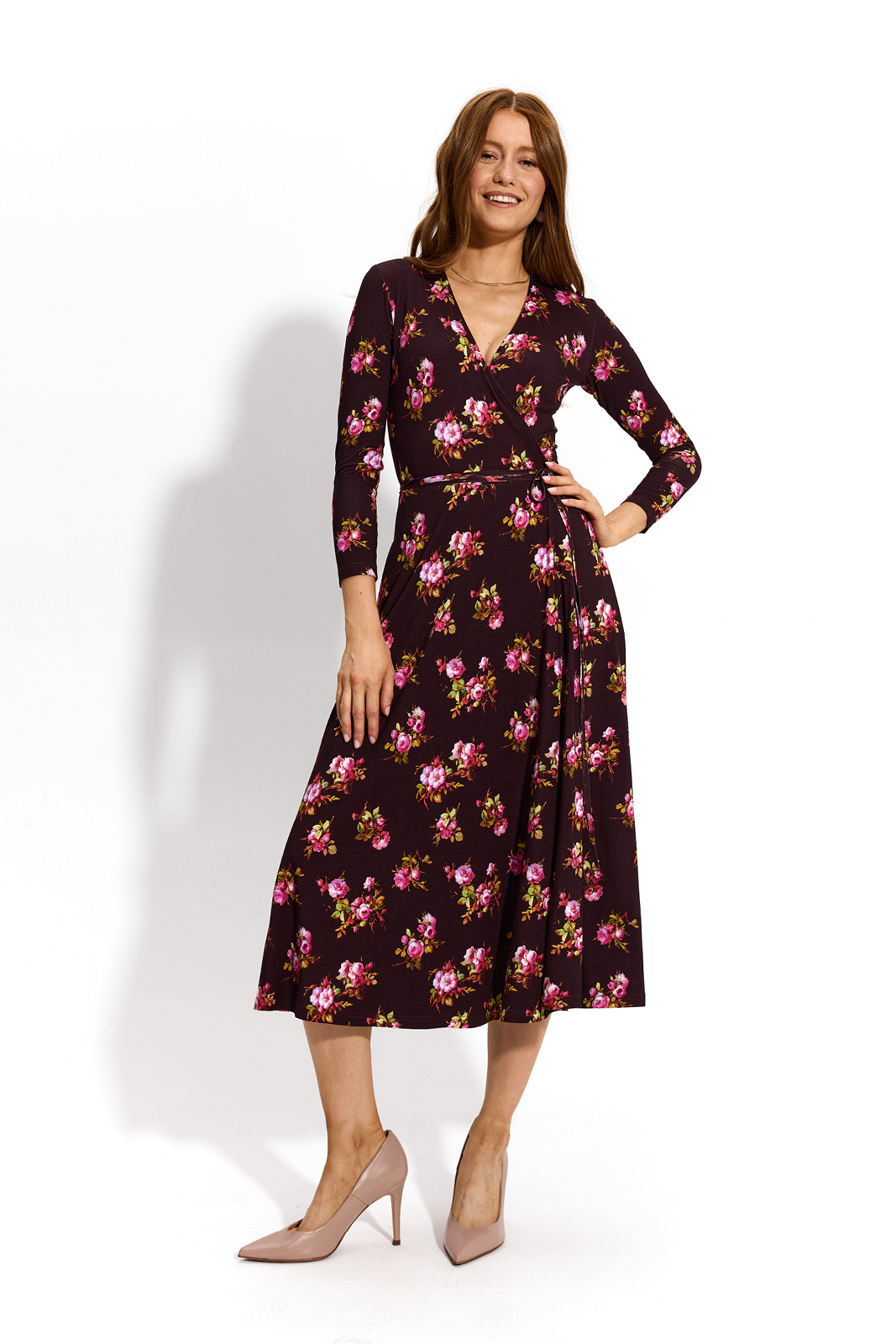 DREAMGIRL Z DŁUGIM RĘKAWEM print risk'n'roses brązowa