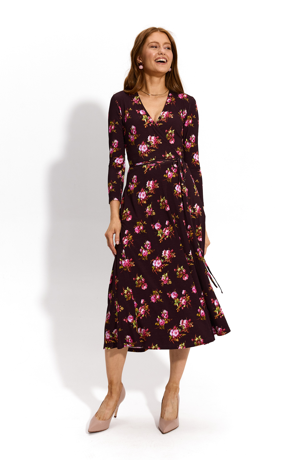 DREAMGIRL Z DŁUGIM RĘKAWEM print risk'n'roses brązowa