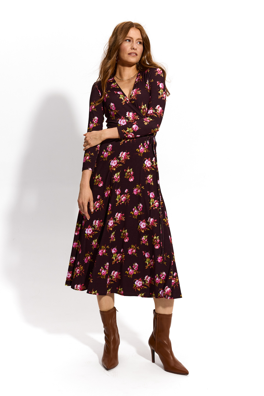 DREAMGIRL Z DŁUGIM RĘKAWEM print risk'n'roses brązowa