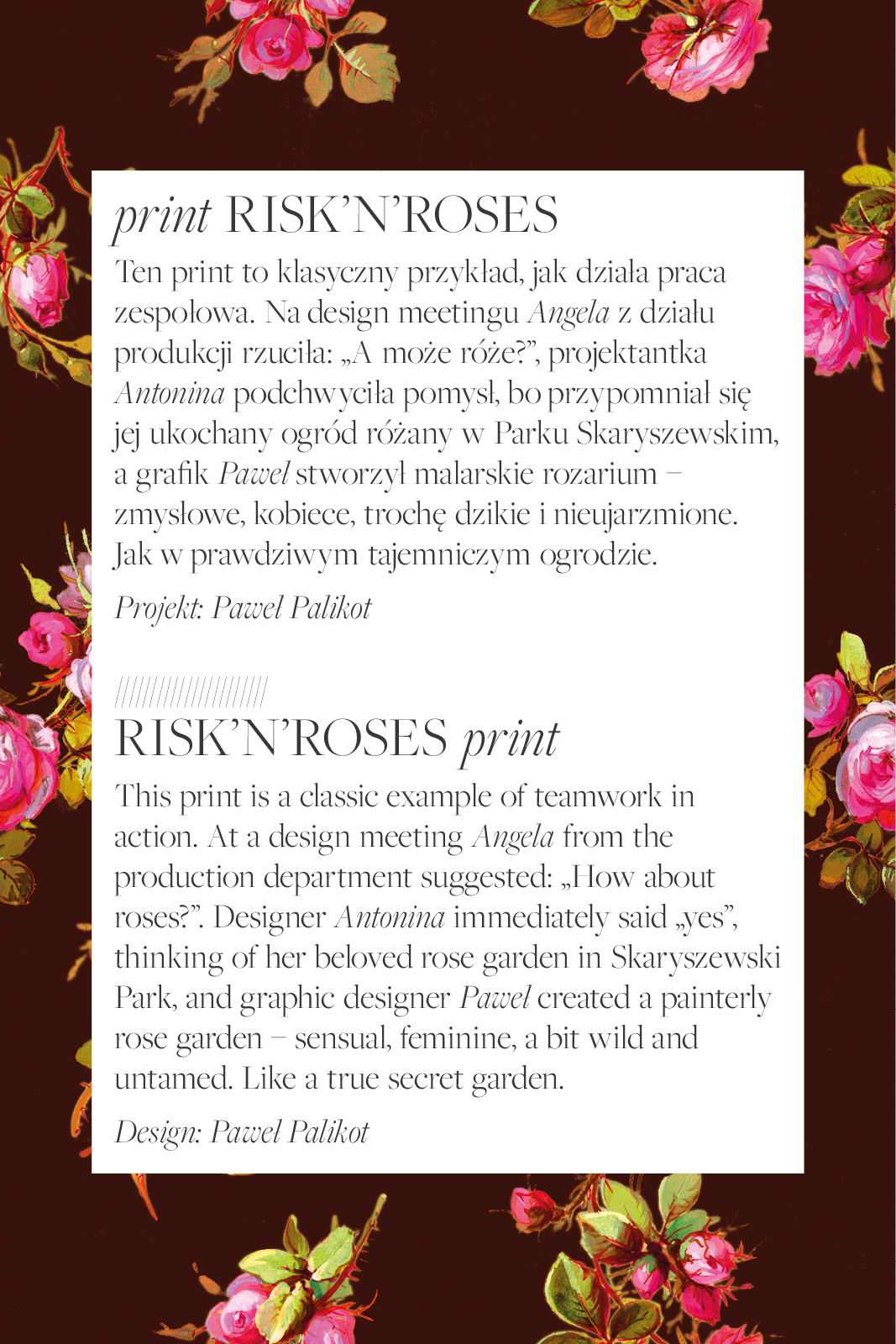 DREAMGIRL Z DŁUGIM RĘKAWEM print risk'n'roses brązowa